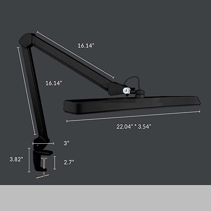 22" Wide Shade XL 2,500 Lumens LED Task Lamp with Clamp with Correlated Color Temperature - Black