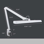 2500 Lumens LED Desk Lamp with Clamp – 22" Wide Shade, 5 Color Modes for Nails & Crafts, White