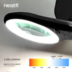 5" Wide 8D/20D Lens – 1200 Lumens LED Magnifying Lamp with Clamp for Crafts & Detail Works, Black