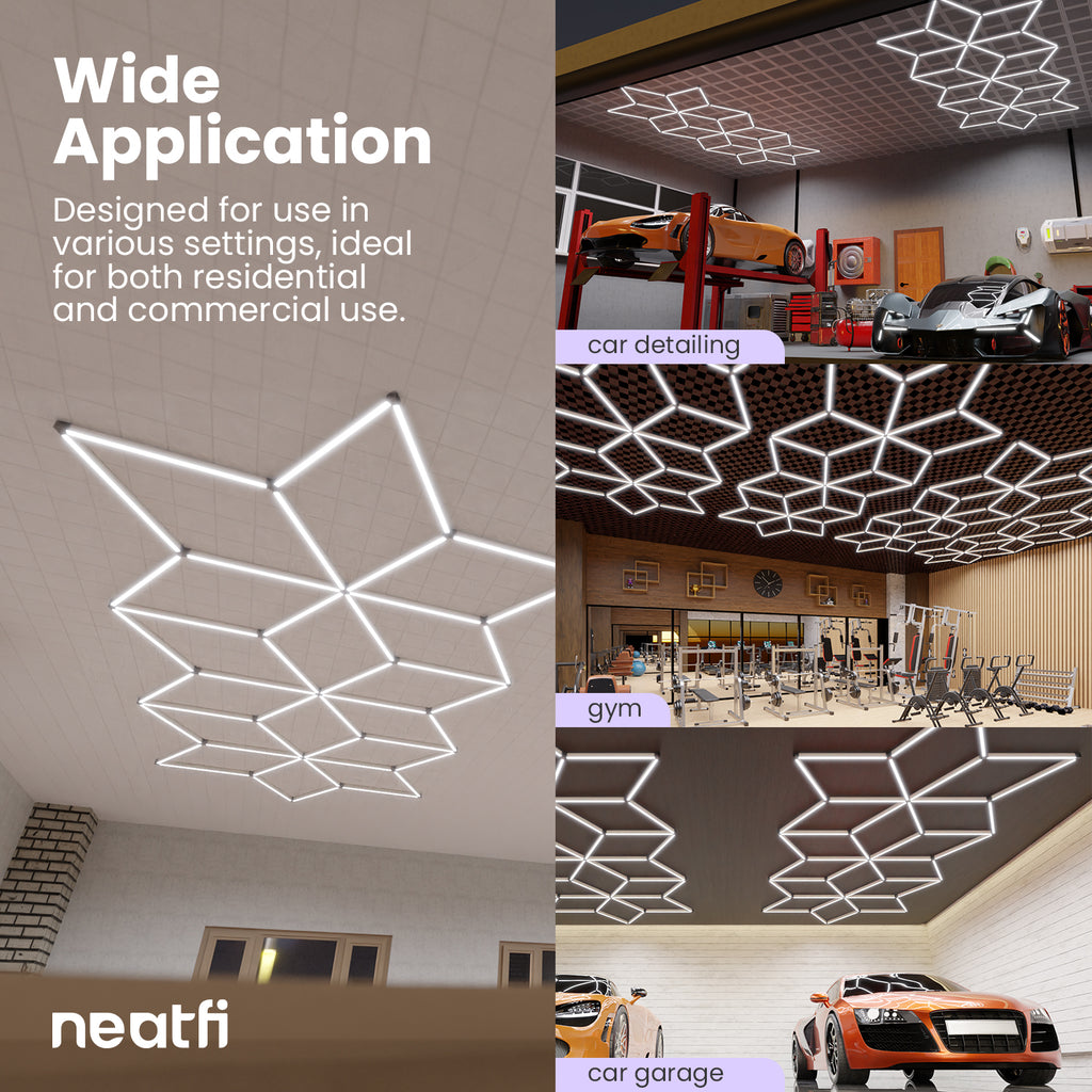 Snowflake Pattern 36,120 lumens LED Ceiling Light for Auto Shops, Salons & Gyms, Cool White