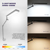 LED Table Lamp with Clamp, 3 Light Modes with USB Charging Port - Silver