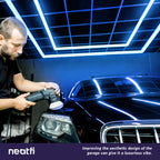 2 Rectangles LED Car Garage Light – 35,200 Lumens, Easy Installation for Shops & Gyms, Blue