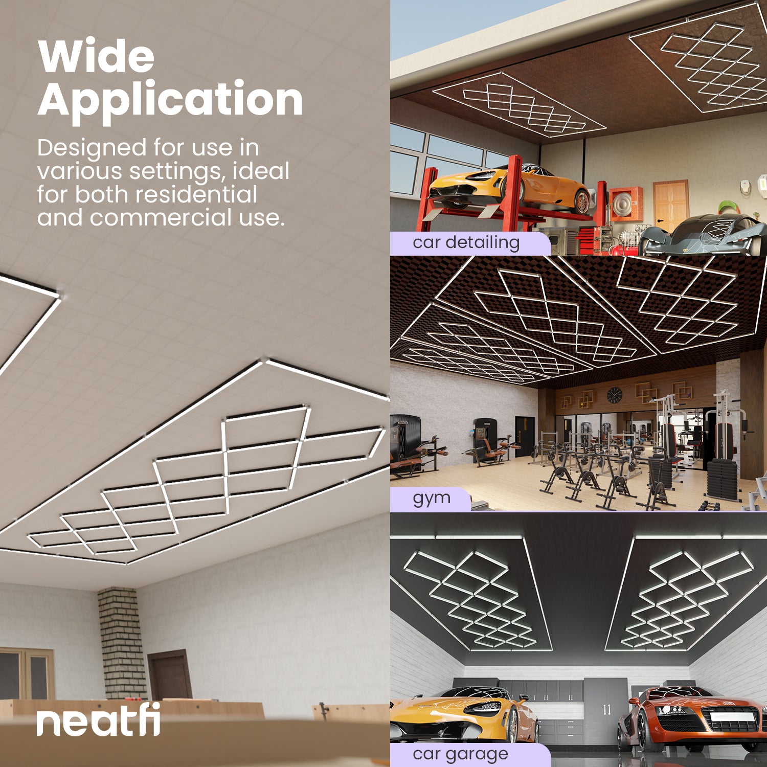 56,320 Lumens Ultra-Bright Diamond Grid LED Ceiling Light for Basements, Shops & Gyms, Cool White