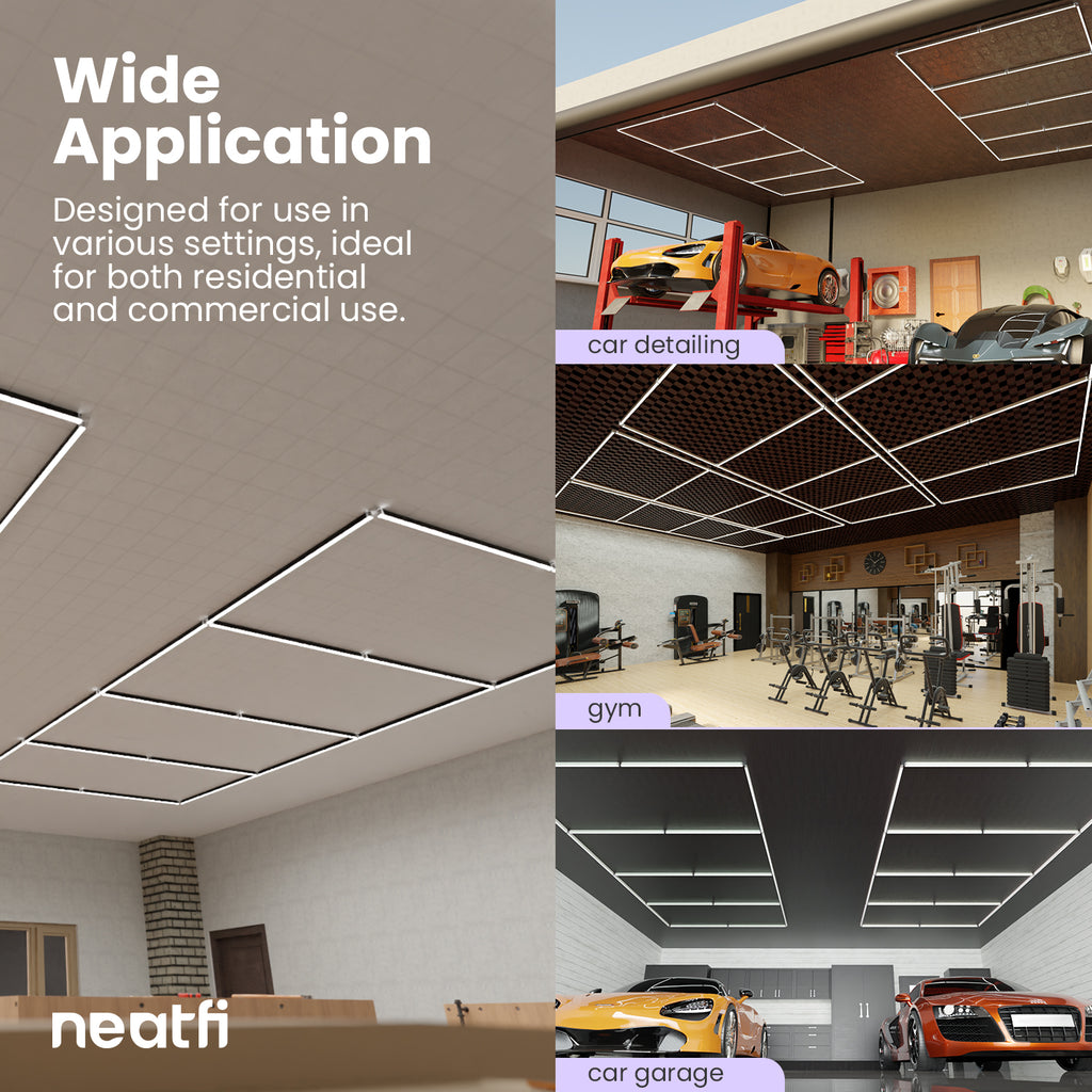 4 Panels LED Ceiling Light – 31,680 Lumens Ultra-Bright for Auto Shops, Warehouse & Gyms, Cool White