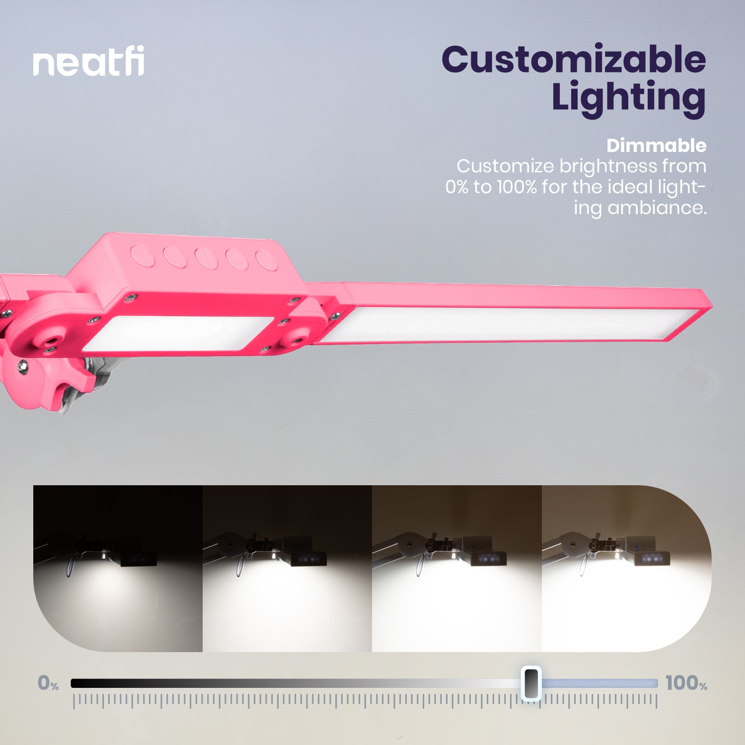 41” Wide Shade, 3000 Lumens LED Desk Lamp with Clamp – CRI 95, 3 Color Modes, Dimmable Task Light, Pink