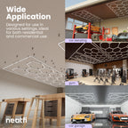 15 Hex Grids LED Ceiling Light with Hanging Kit – 69,600 Lumens for Auto Shops, Salons & Gyms, Cool White