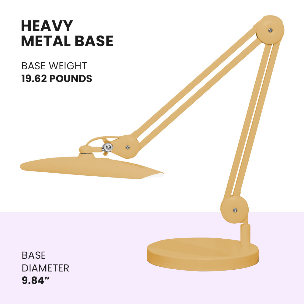 Base redonda con peso de 25 cm – Base de repuesto resistente para lámparas de escritorio y de aumento, dorada