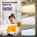 2200 Lumens LED Desk Lamp with Clamp – 20” Wide Shade, 3 Light Modes, Dimmable Task Light, White