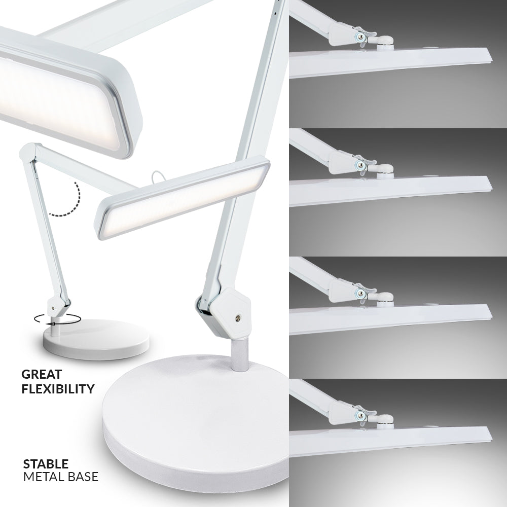19” Wide Shade XL 2,500 Lumens LED Task Lamp with Base - White