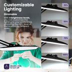 20” Wide Head LED Desk Lamp with Clamp – 2200 Lumens Task Light for Home Office & Crafts, Black