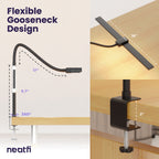 Modern Gooseneck Desk Lamp with Clamp, Touch & Remote Controlled