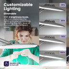 20” Wide Head LED Desk Lamp with Clamp – 2200 Lumens Task Light for Home Office & Crafts, Silver