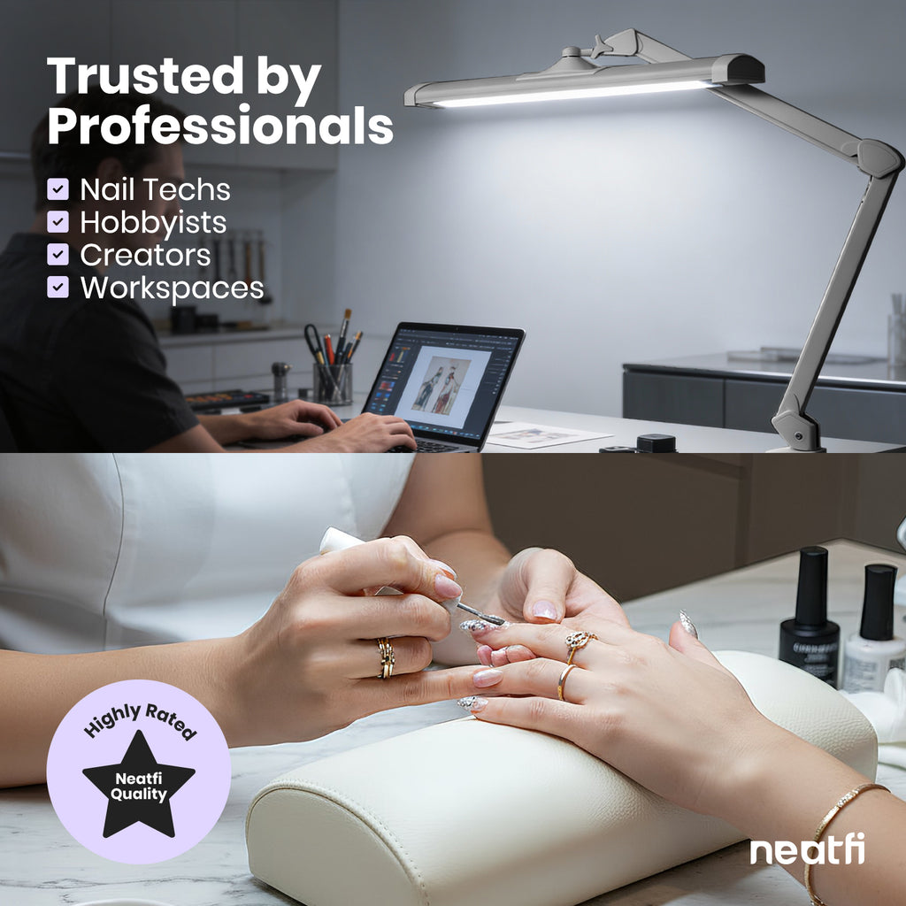 3500 Lumens LED Desk Lamp with Clamp – 26" Ultra-Wide, 3 Light Modes, Touch Control Light, Silver