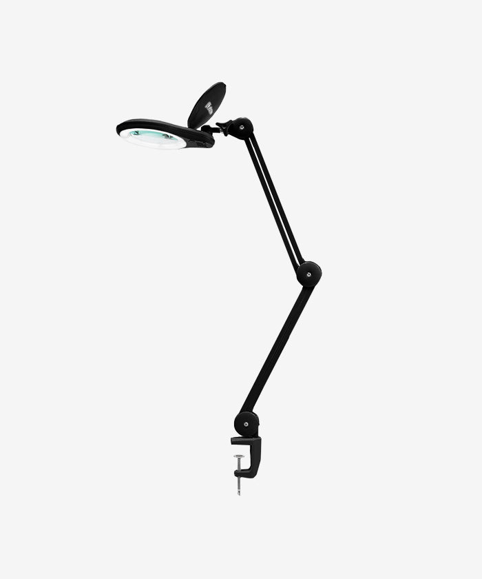 5" Wide Diameter Lens, 8 Diopter, 1,200 Lumens Super LED Magnifying Lamp with Clamp for Reading, Sewing, Crafting - Black