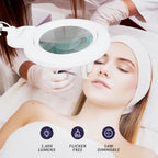 7" Wide Bifocal Lens – 3 Light Modes, 1600 Lumens LED Magnifier Lamp for Detail Works, White