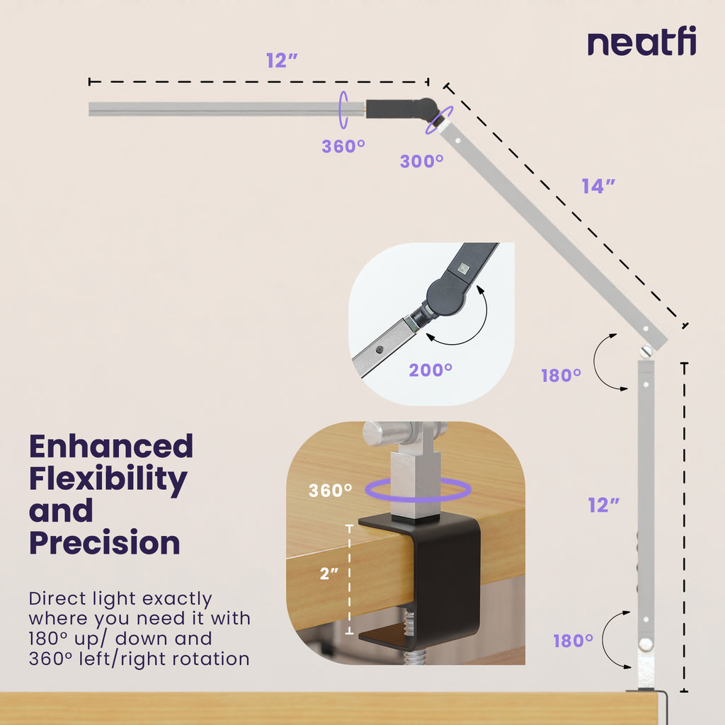 Modern LED Desk Lamp with Clamp, Touch & Remote Controlled