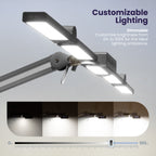 44" Wide Shade LED Desk Lamp with Clamp – 3000 Lumens, 3 Color Modes, CRI 95, Dimmable Task Light, Silver