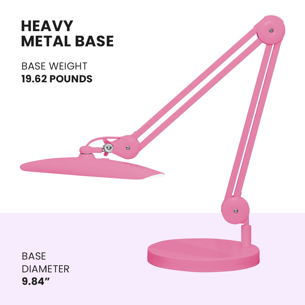 9.84" Diameter Round Weighted Base, 19.62 Pounds, Compatible with Desk Lamps and Magnifying Lamps - Pink