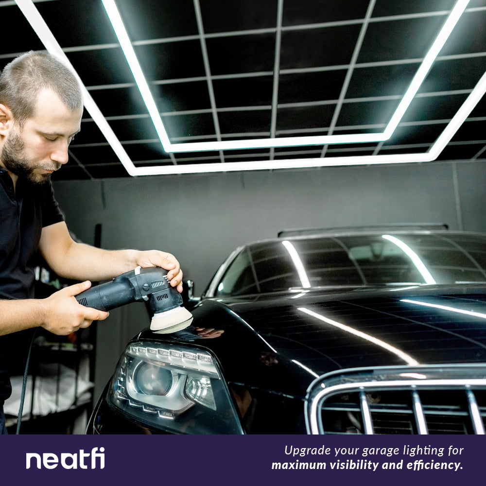 2 Rectangles LED Car Garage Light – 35,200 Lumens, Easy Installation for Shops & Gyms, Cool White