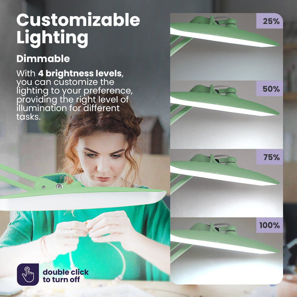 20” Wide Head LED Desk Lamp with Clamp – 2200 Lumens Task Light for Home Office & Crafts, Midnight Green