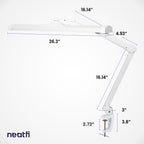 3500 Lumens LED Desk Lamp – 26” Ultra-Wide Shade, Non-Flickering Task Light with Clamp, White