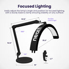 Half Moon LED Table Lamp with Base & Clamp – 2500 Lumens, 5 Light Modes for Nail Arts, Black