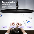 Lampe de bureau LED Pro Series 20 po – 2200 lumens, IRC 95, intensité réglable pour la maison, le bureau et les loisirs créatifs, noir