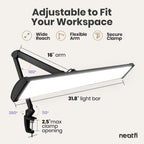Pro 4500 Lumens LED Desk Lamp, Clamp, CRI 95, Dimmable, Black