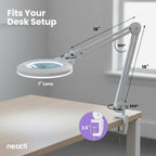 Pro Series XL Bifocal LED Magnifying Lamp – 5D/20D, CRI 95, Dimmable, Adjustable Arm, White