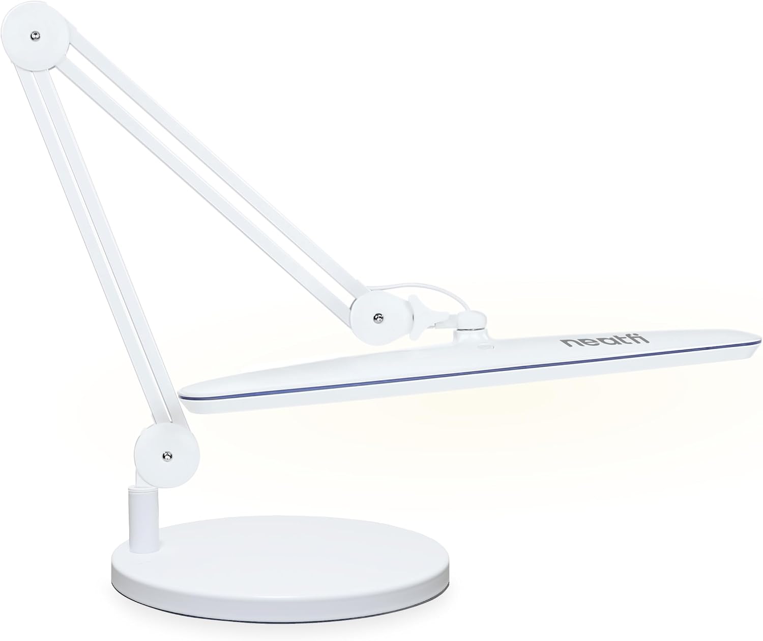 2200 Lumens LED Desk Lamp with Base – 23" Wide Shade, Dimmable, 3 Light Modes, White