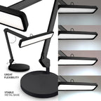 2500 Lumens LED Desk Lamp with Base – 22" Wide Shade, 5 Color Modes for Nails & Crafts, Black