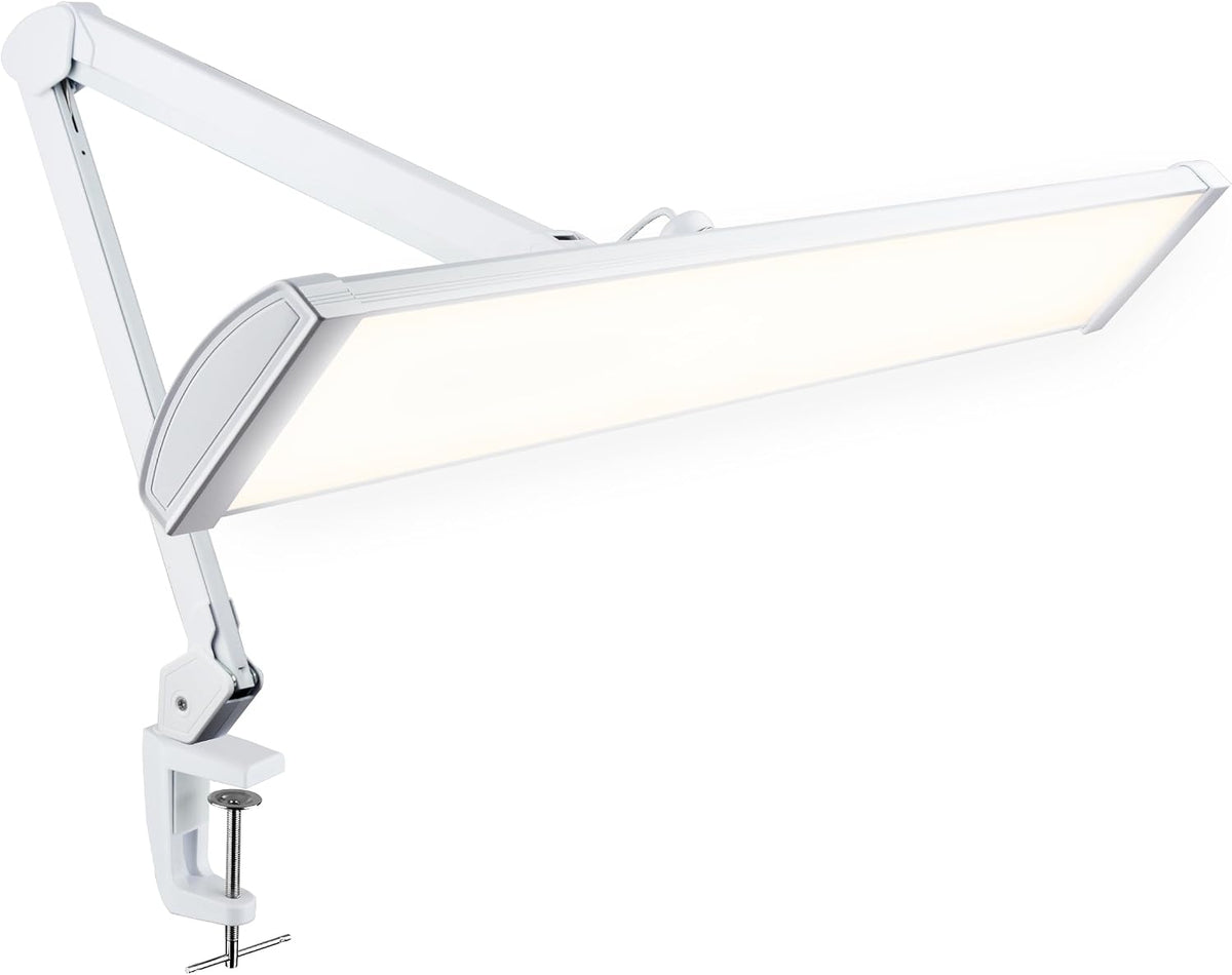 Lampe de bureau LED à tête large de 20 po avec pince – Lampe de travail de 2200 lumens pour bureau à domicile et travaux manuels, noire