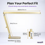 Professional LED Task Lamp, 20W, CRI 95, Stepless Dimming, Gold