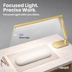 Professional LED Task Lamp, 20W, CRI 95, Stepless Dimming, Gold