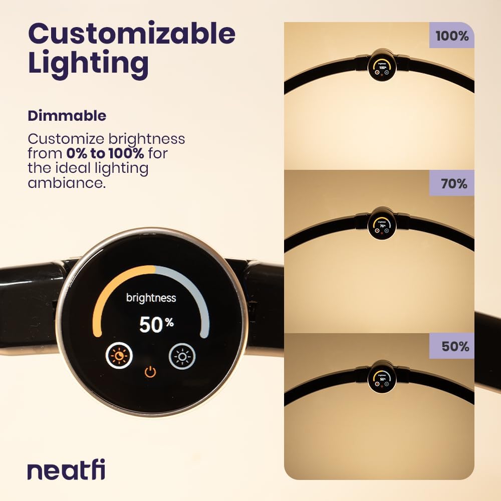 3360 Lumens LED Half Moon Lamp – 3 Color Modes, LCD Display for Nail Techs & Tattoo Artists, Black