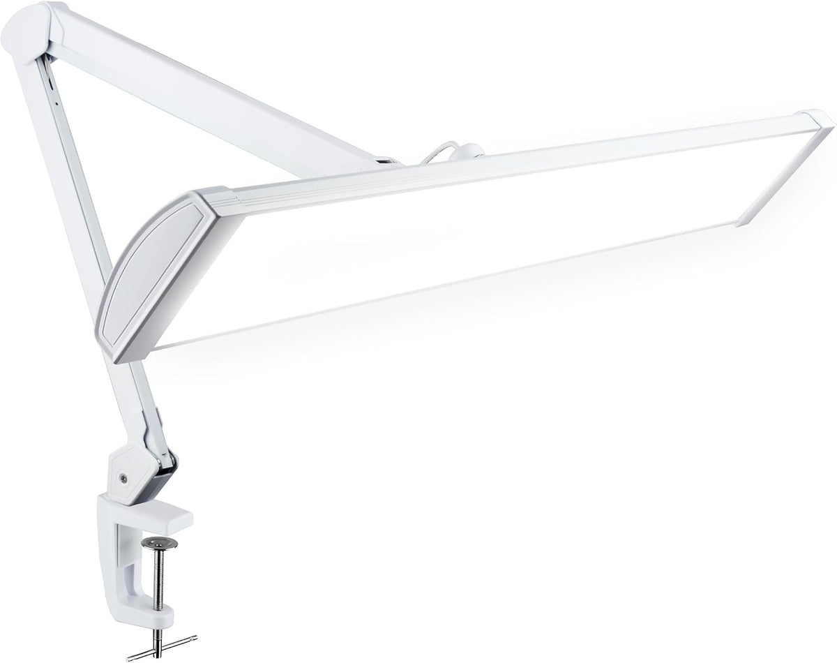 Lampe de bureau LED à tête large de 20 po avec pince – Lampe de travail de 2200 lumens pour bureau à domicile et travaux manuels, noire