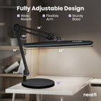 Lámpara LED de escritorio de 2200 lúmenes con abrazadera – 23" de ancho, 3 modos de luz para banco de trabajo y oficina en casa, blanca
