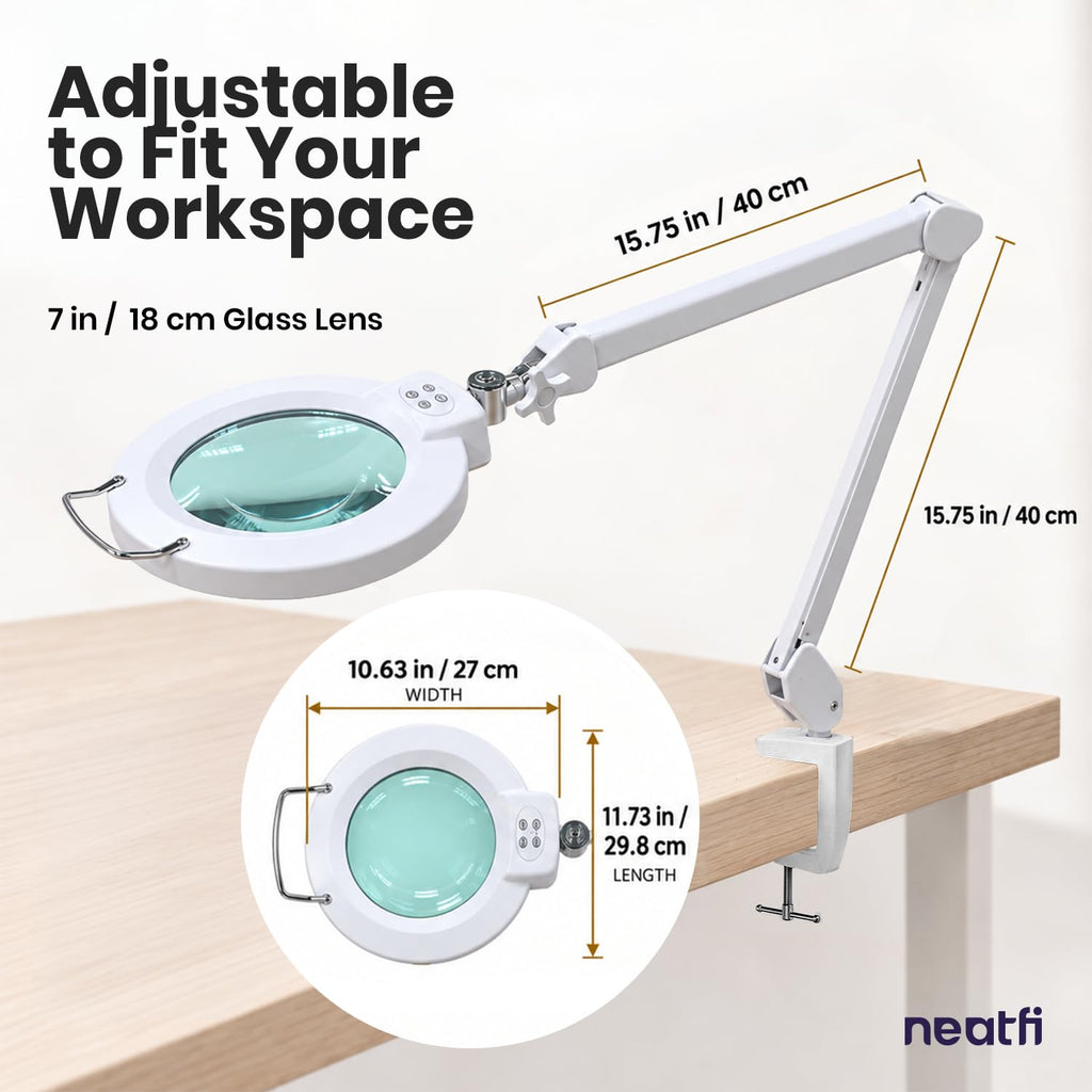 Lámpara de Tareas Elite de 2260 Lúmenes con Abrazadera – 22" de Ancho, 3 Modos de Color para Uñas y Manualidades, Negro