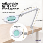 Lámpara de Tareas Elite de 2260 Lúmenes con Abrazadera – 22" de Ancho, 3 Modos de Color para Uñas y Manualidades, Negro