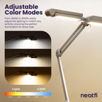 44" Wide Shade LED Desk Lamp with Clamp – 3000 Lumens, 3 Color Modes, CRI 95, Dimmable Task Light