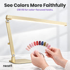 Professional LED Task Lamp, 20W, CRI 95, Stepless Dimming, Gold