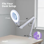 6" Glass Lens Elite Magnifying Lamp with Clamp – Glare-Free, Non-polar Dimming for Reading, White
