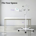 5" Wide Bifocals Glass Lens – 1200 Lumens LED Magnifying Floor Lamp with Rolling Base, White