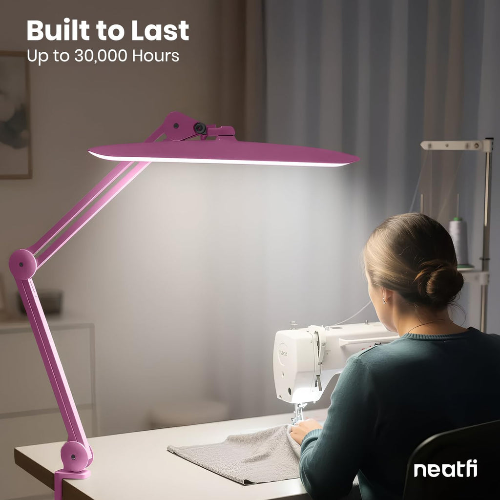 Lámpara LED de escritorio Pro Series de 20” – 2200 lúmenes, 3 modos de luz, IRC 95, regulable para uso en oficina en casa y manualidades, blanca