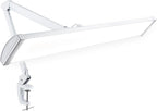 Lámpara LED de escritorio con pinza, cabezal ancho de 20 pulgadas, 2200 lúmenes, luz de trabajo para oficina en casa y manualidades, color negro