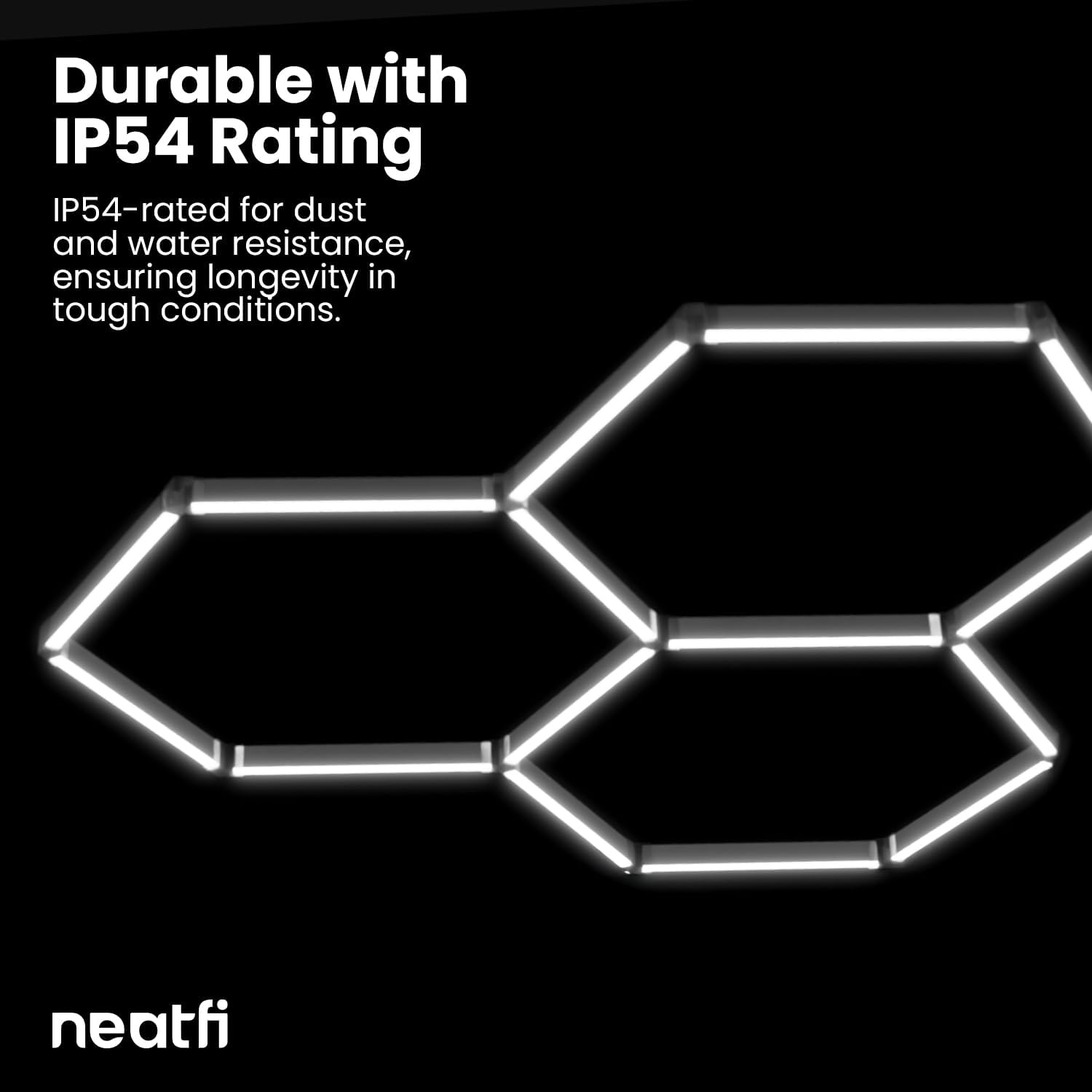 3 Hexagon 9,000 Lumens LED Ceiling Light – IP54 Rated Shop Lighting for Car Detailing, Cool White
