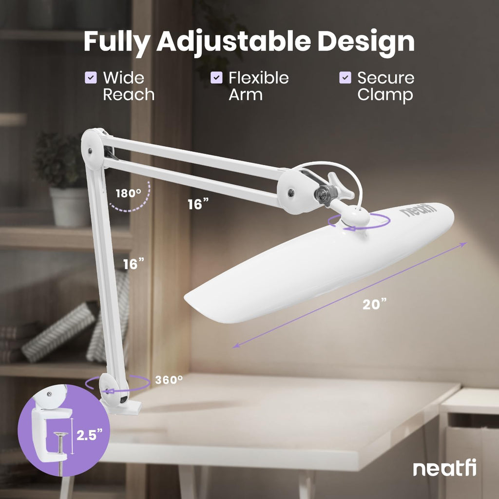 Pro Series 20” LED Desk Lamp – CRI 95, 3 Light Modes, 2200 Lumens, White