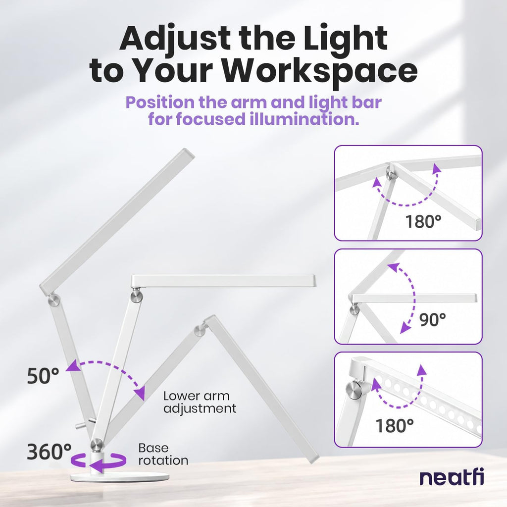Professional LED Task Lamp, 20W, CRI 95, Stepless Dimming, White