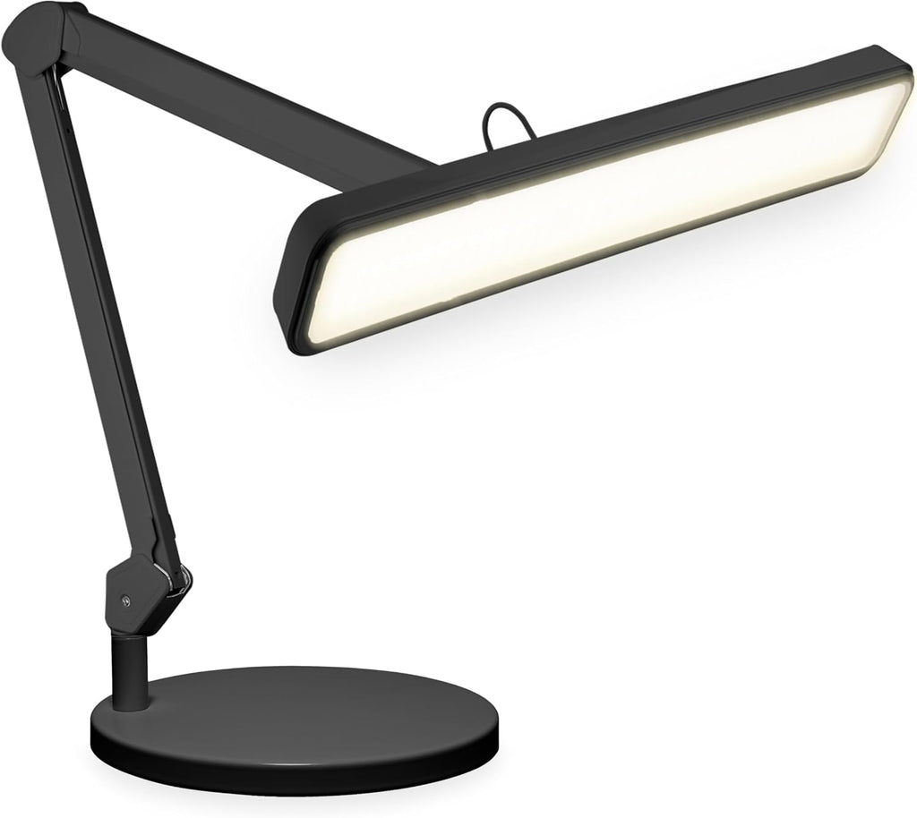 2500 Lumens LED Desk Lamp with Base – 22" Wide Shade, 5 Color Modes for Nails & Crafts, Black