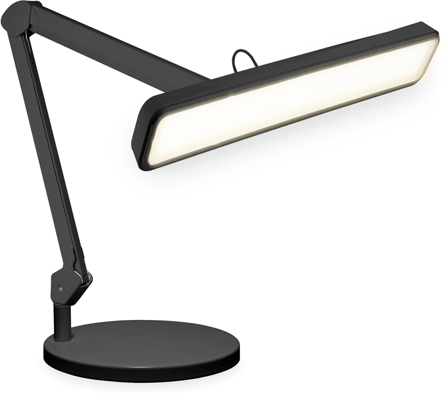 2500 Lumens LED Desk Lamp with Base – 22" Wide Shade, 5 Color Modes for Nails & Crafts, Black